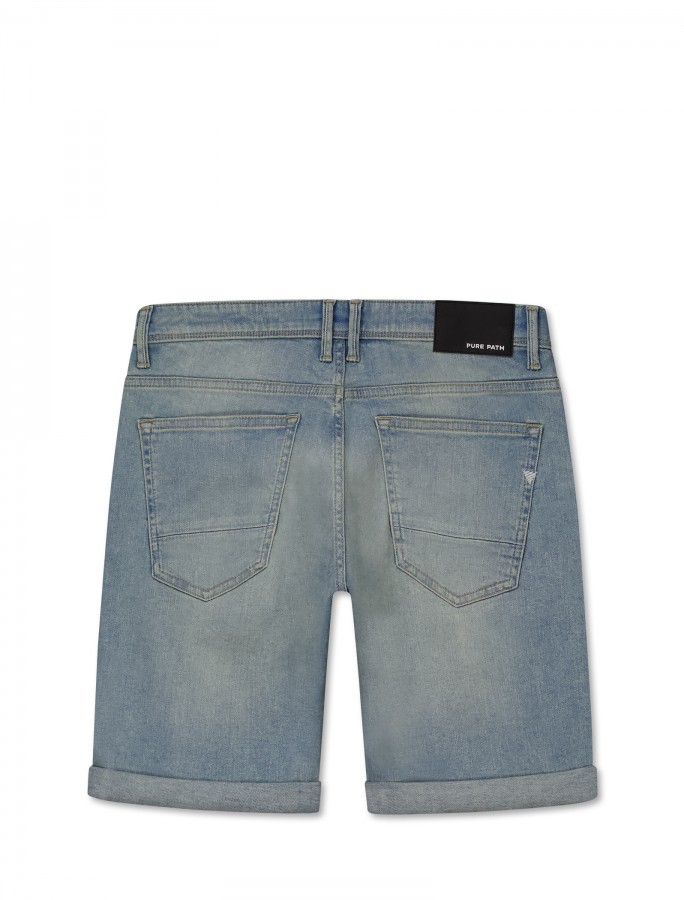 Afbeelding van W1621 - 88 Denim Blue Green - The Miles - Slim Fit  Short - Pure Path